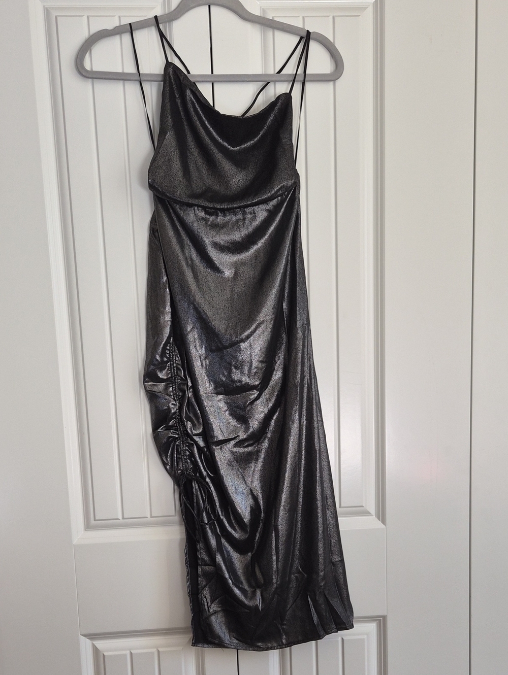 Shimmery Black Metallic Midi Dress
